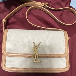 Yves Saint Laurent Beige and Light Brown Crossbody Bag